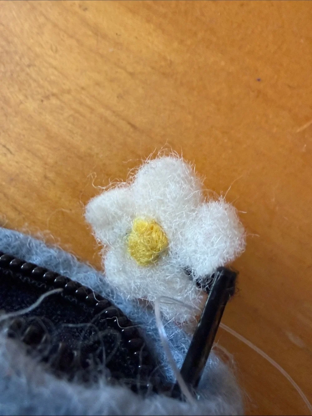 Hand-Felted Grey Kids Pouch with Red Gnome Hat
